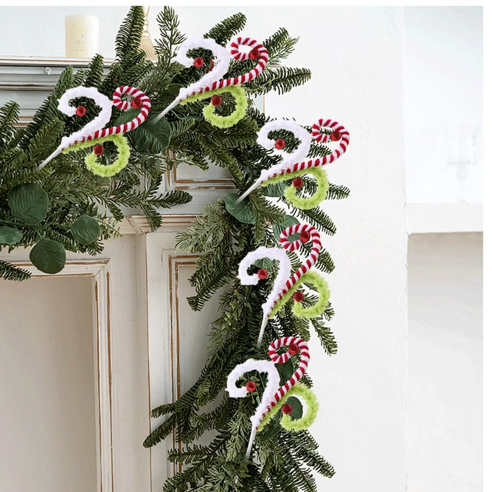 10/1 قطعة عيد الميلاد الملونة الغزل مصاصة قصاصات شجرة عيد الميلاد قصب الحلوى فرع معلقة قلادة Craft بها بنفسك الحرفية ديكور المنزل الطرف #5
