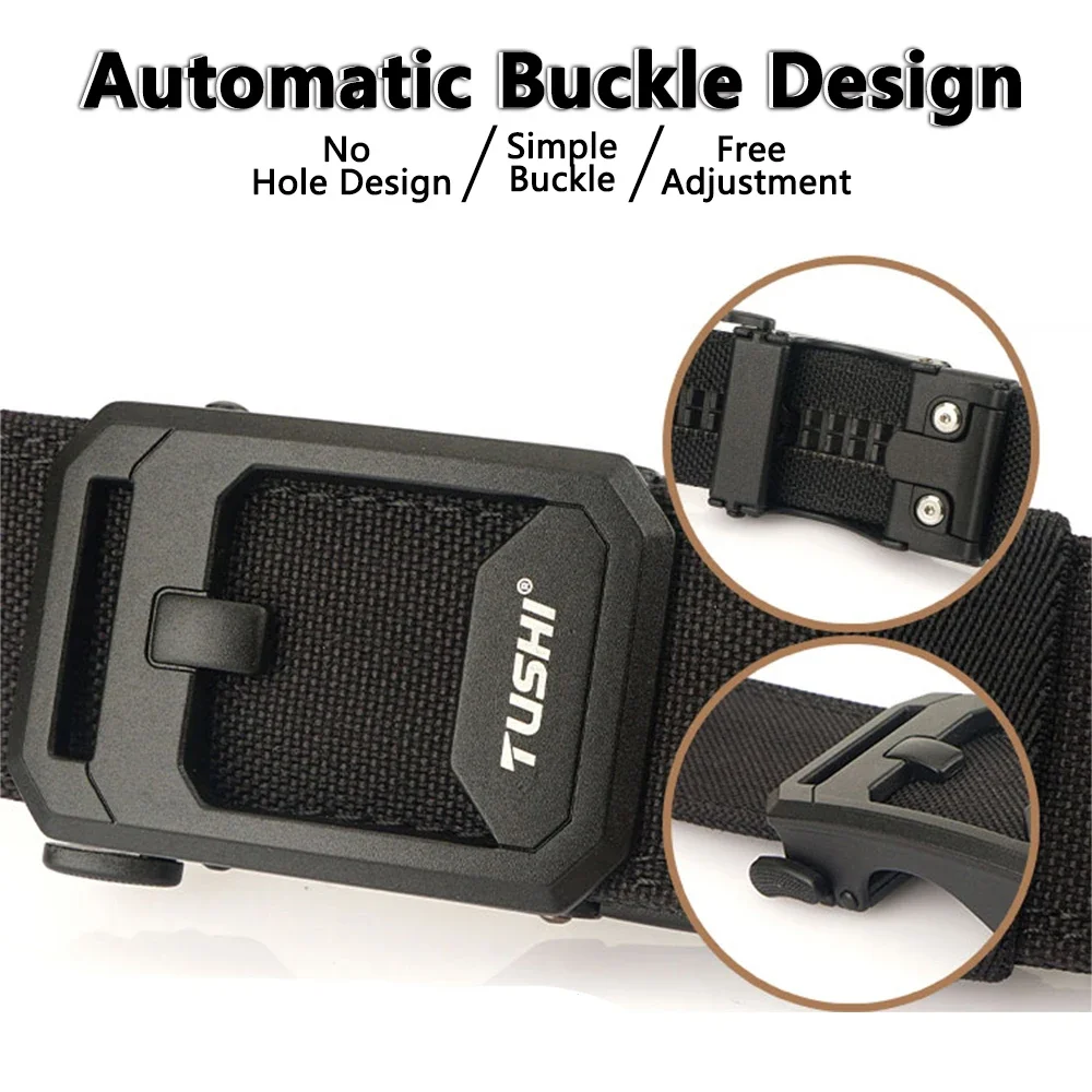 Hard Tactical Belt for Men Sturdy Nylon Metal Automatic Buckle Police Duty Military Belt Outdoor Girdle IPSC Accessories view 6
