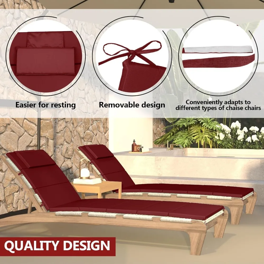 وسائد استرخاء قابلة للطي في الهواء الطلق مع مسند للرأس، وسائد بديلة مقاومة للطقس والبهتان لكراسي الفناء