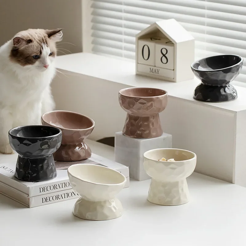 

Pet ceramic high-foot cervical spine oblique bowl cat and dog bowl grain cat bowl drinking water supplies