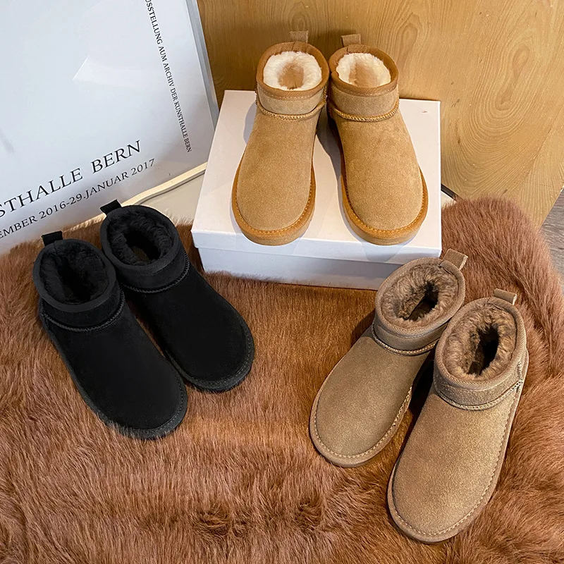 2026 New Mimi Girls Snow Boots Fleece Fashion Non-slip Short Boot Women's Winter Thickened Thermal Cotton Shoes