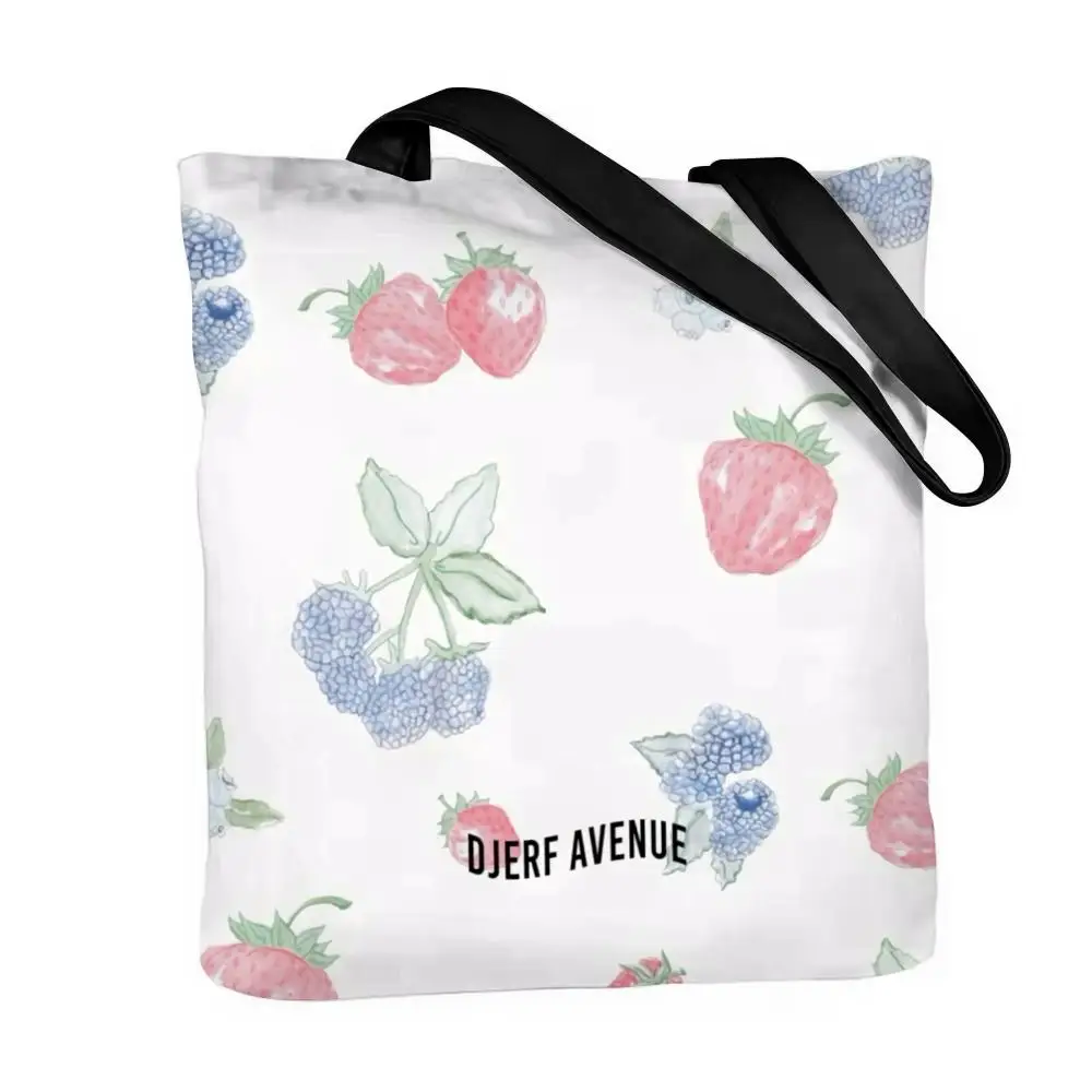 Summer Berries D-Djerf Avenue Storage Bags Canvas Double-Sided Print Shopping Bag Large Capacity Aesthetic Reusable Tote Bag