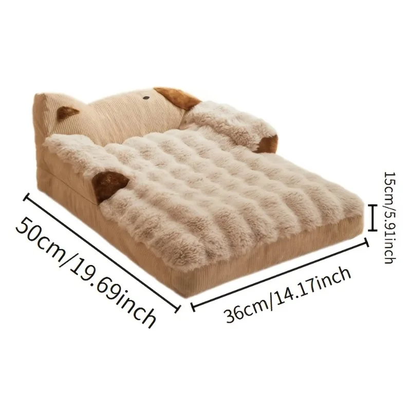 

Comfortable Pet Sofa Bed Washable, Non-slip Bottom Soft and Soothing Recliner Warm Pet Bed for Winter