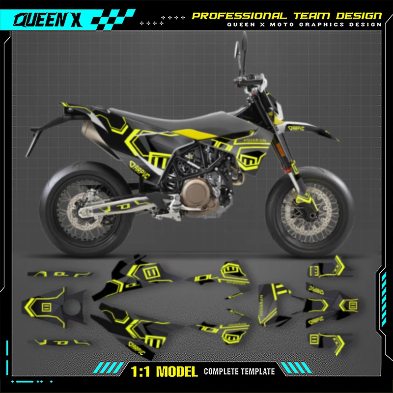 QUEEN X MOTO Custom Team Graphics Decals Stickers Kit For Husqvarna Decal 15-20 701 SUPERMOTO ENDURO 2015-17 2018 2019 2020 001