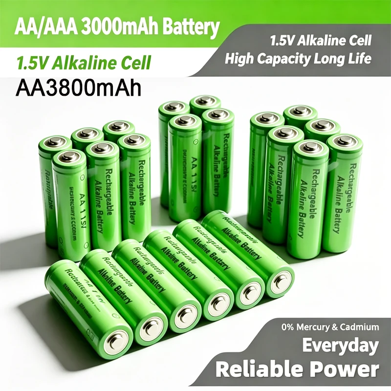 Nuova batteria ricaricabile AA ad alta capacità, 3800 mAh / batteria AAA, 3000 mAh, 1,5 V, batteria ricaricabile AA Ni-MH, per telecomandi, torce elettriche, orologi giocattolo.