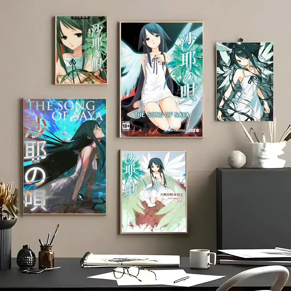 Game Saya no Uta Poster Aesthetic Self‑Adhesive Waterproof Wall Art Print Home Decor for Bedroom Living Room Bar