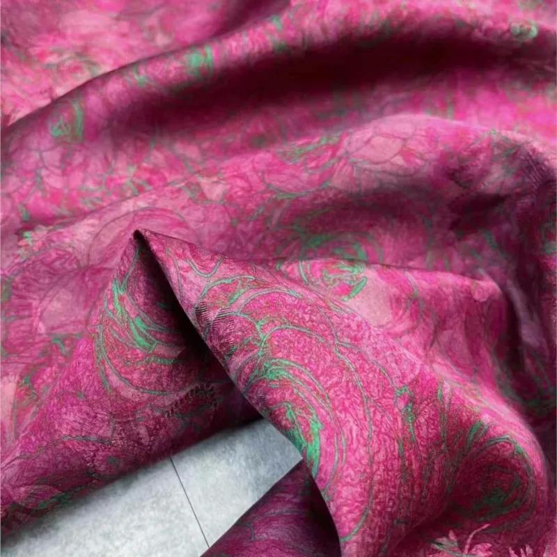 Tecido de gaze vermelha floral de seda feito sob medida de alta qualidade 100% casaco com tiras cheongsam