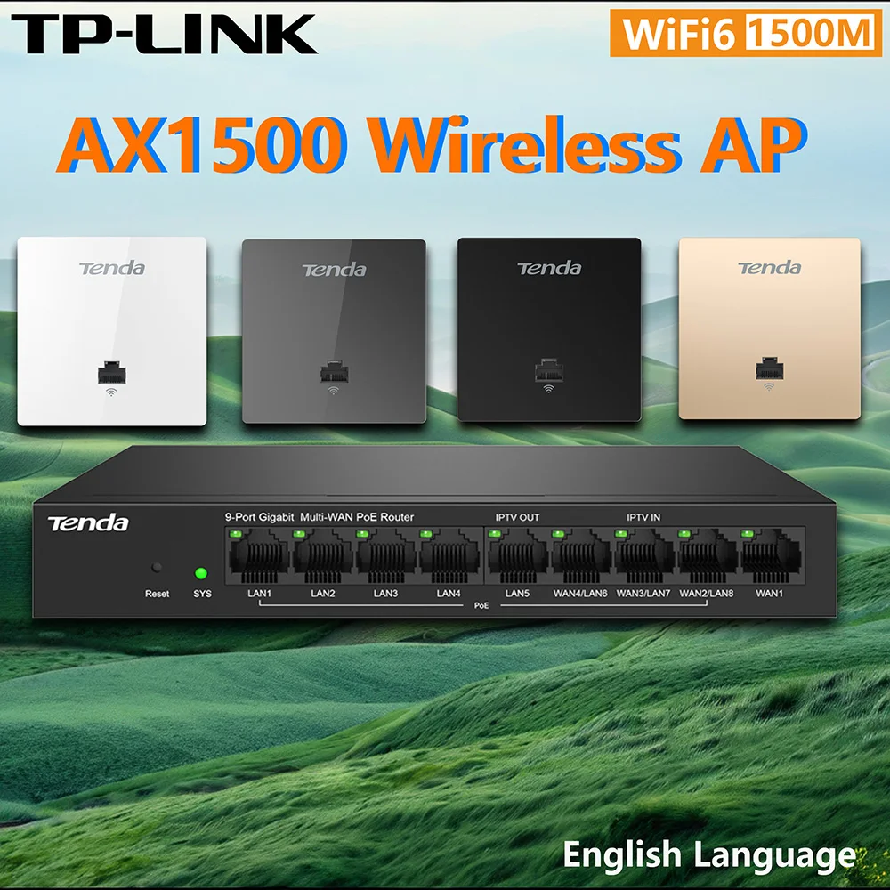 Tenda Whole house WiFi6 1500M Wireless Router  AP Panel 2.4G&5G Villa MESH HOME Acess Point Hotspot  Wifi Extender Long Range