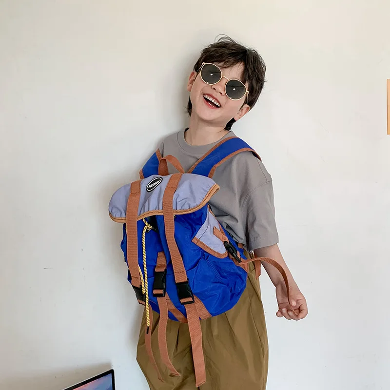 Mochila leve infantil, fecho de cordão de nylon impermeável, mochila para caminhadas ao ar livre, mochila escolar para meninos