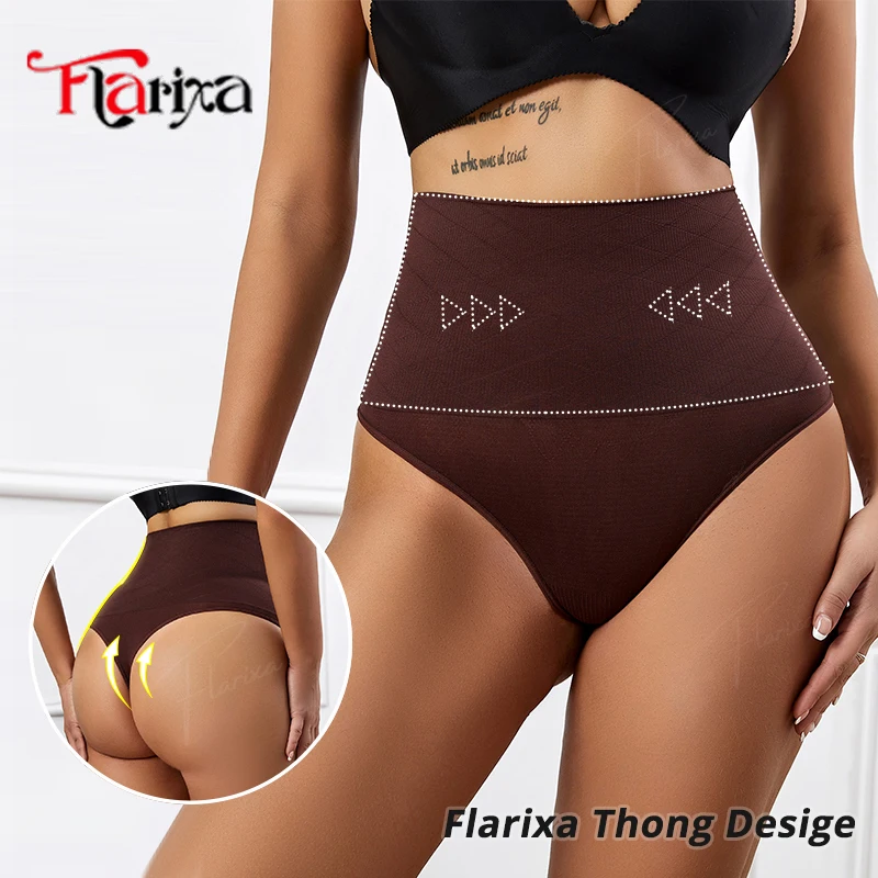 Flarixa Tummy Control Women High Waist Thong Seamless Briefs Underwear Belly Shaping Panties Breathable Female Lingerie Faja