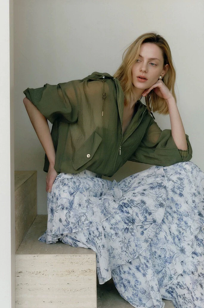 เสื้อแจ็คเก็ตแฟชั่นลำลองมีฮู้ด ผูกเชือก จับจีบ ทรงเข้ารูป บางเฉียบ รุ่น MNE 25 สำหรับฤดูร้อน เสื้อผ้าผู้หญิง ใส่ทำงาน แขนยาว