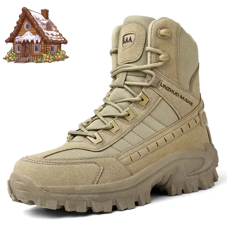 

2025 Winter Luxury ShoesMen Boots High-top Desert Tactical Boots Men's Hiking Shoes Outdoor Waterproof Ankle Work Safty Sneakers