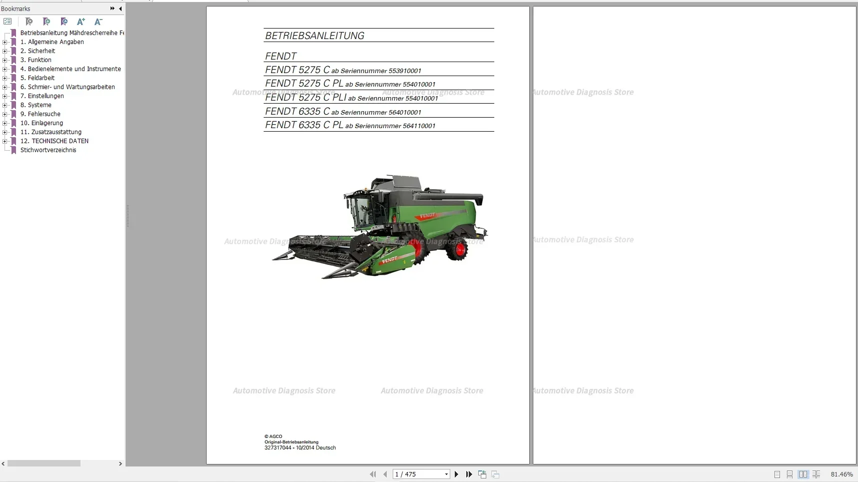 Auto CD FENDT COMBINE Harvester Diagrams, Operator & Workshop Manuals German Languages DVD