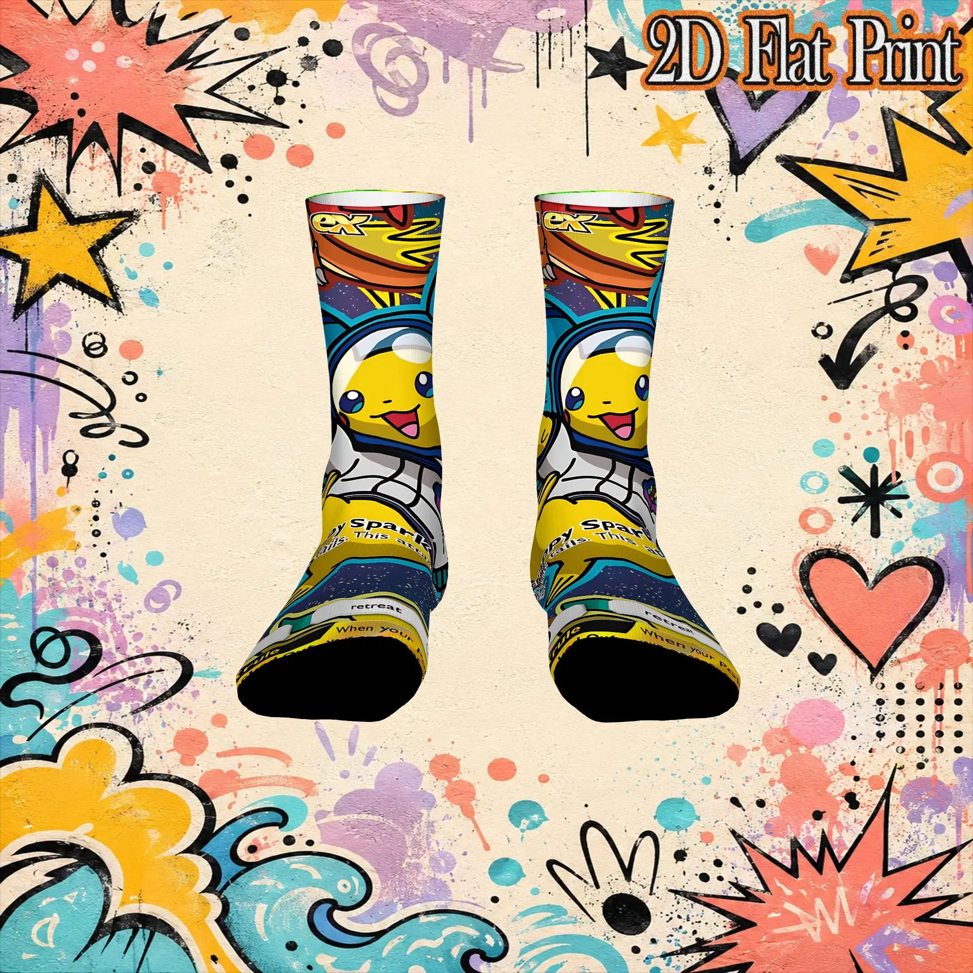 Sport Pokemons card pattern Crazy Running Men's compression Socks Unisex items Crew Sock Cycling socks