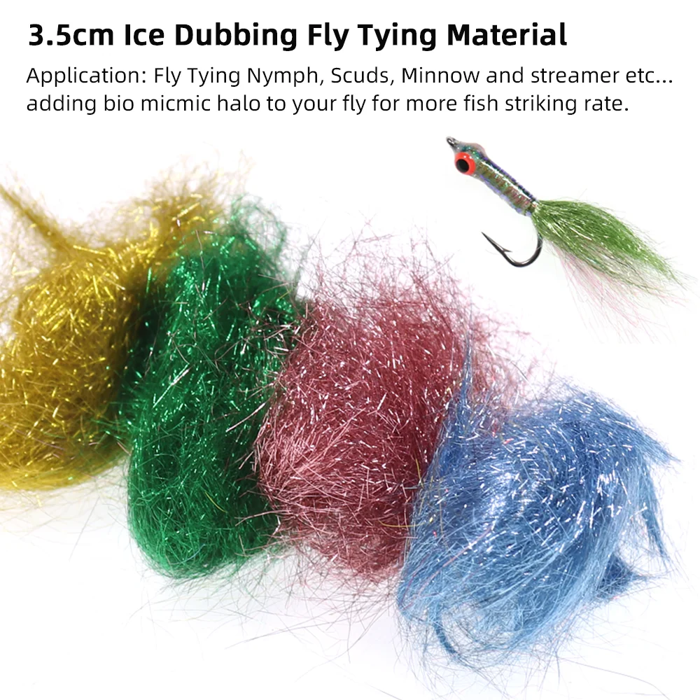 2 Beutel 3,5 cm Ice Dubbing Fliegenbindematerial für Scud Nymphen Minnow Streamer Ice Wing Fiber Flash Sparkle mit Thorax-Material – Detail 2