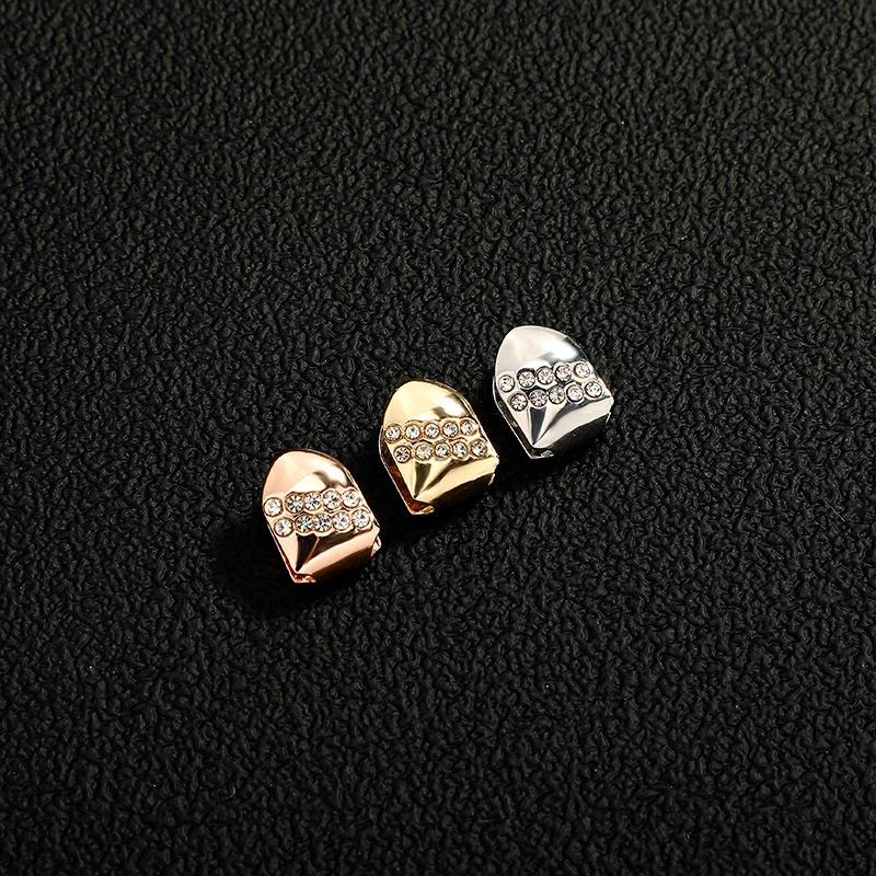 Iced Out Single Grillz Gold Rose Gold Silver Cubic Zirconia Hip Hop Rapper Teeth Personality Teeth Jewelry For Party Cosplay