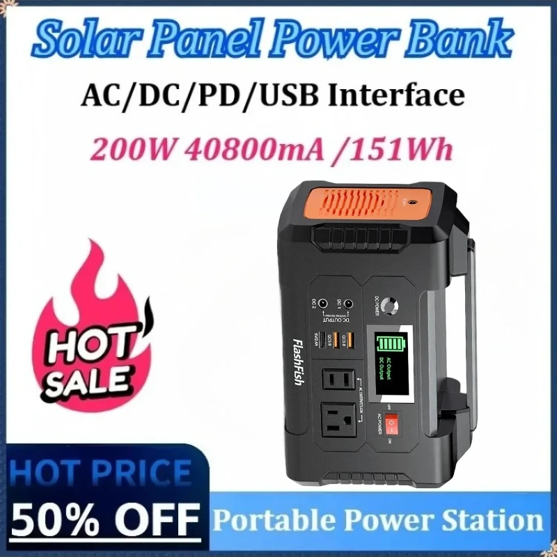 

New Portable Power Station 200W 40800mA 151Wh Outdoor Mobile Power Storage Portable Large Capacity Fast Charging Energy Power