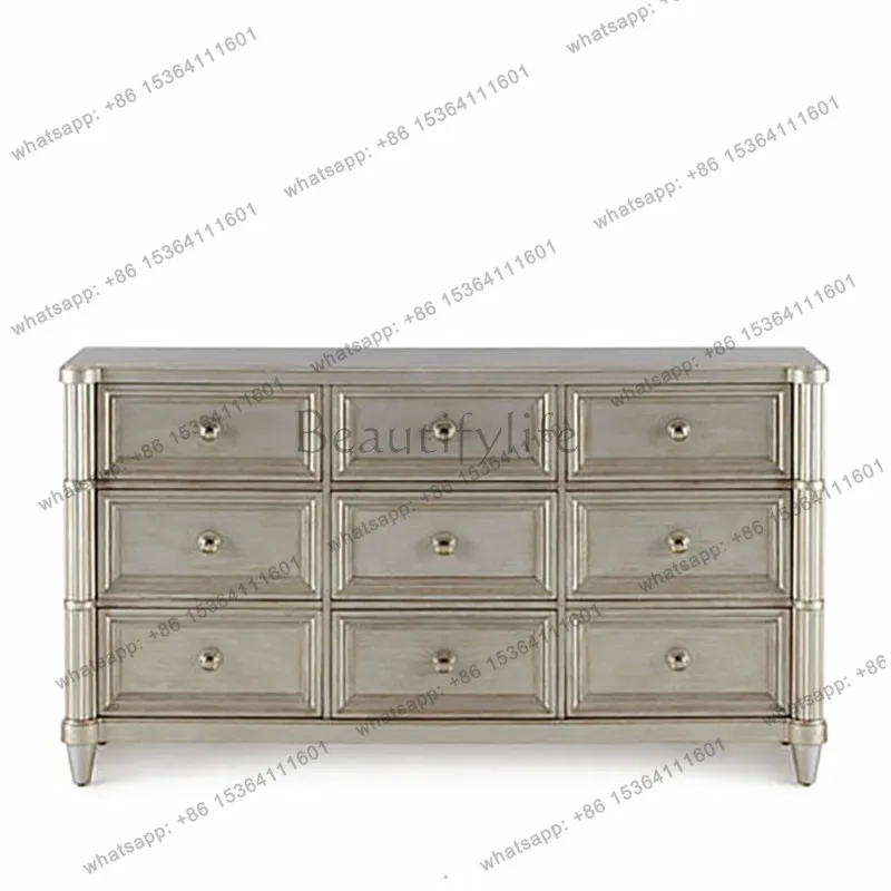 

American light luxury solid wood entrance hall cabinet simple modern French European style multi-drawer decorative cabinet
