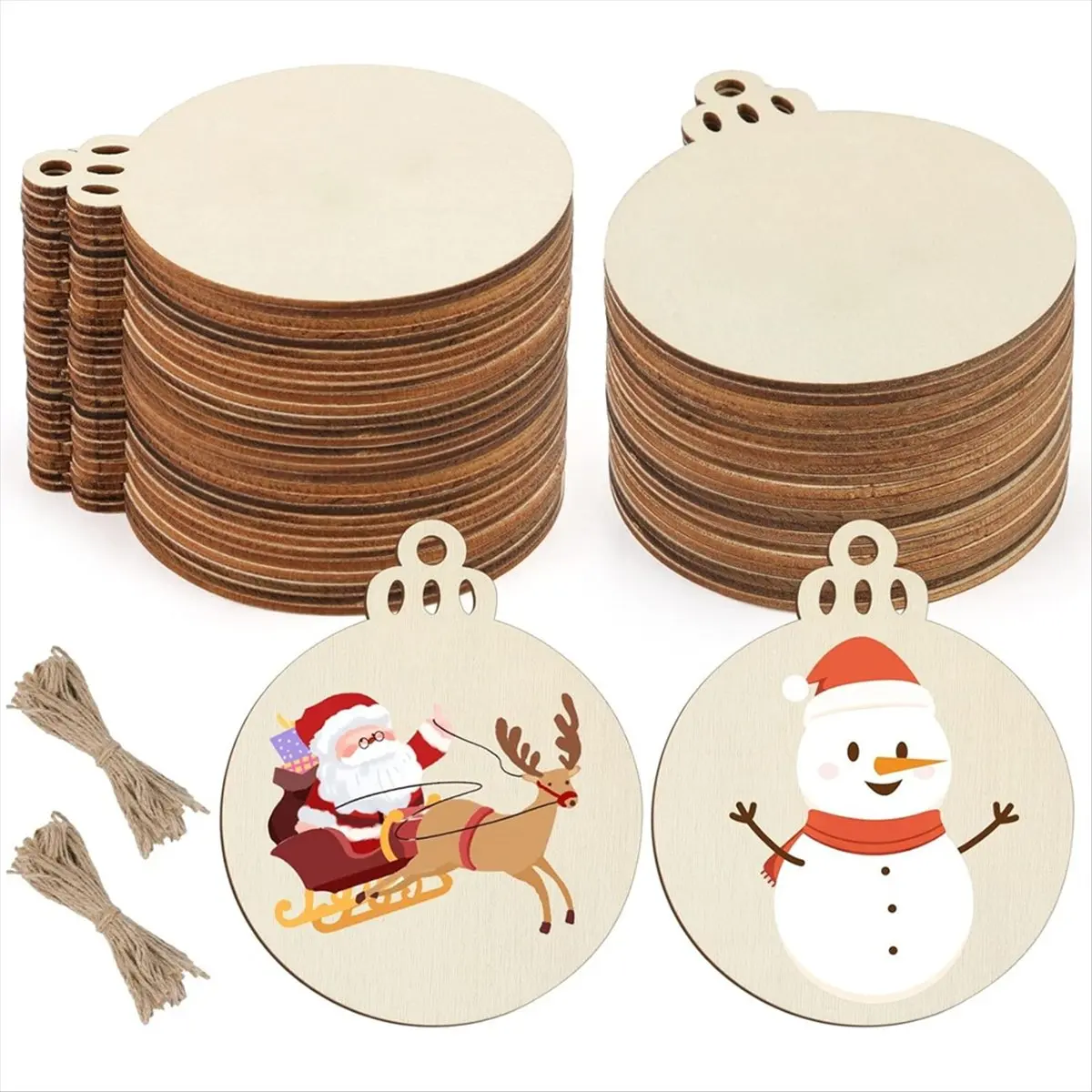 DT57 LATEST MODEL 50 PCS Wooden Christmas Ornaments, 3 Inch DIY Wood Ornament for Crafts, Unfinished Wood Ornament to Paint, Bla