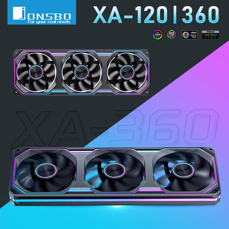 Jonsbo XA-120/240/360 PC Case Fan Three Sided Mirror ARGB Sync CPU Cooling Fan 120mm PWM AIO Quiet Chassis Fan PC Gaming Fans