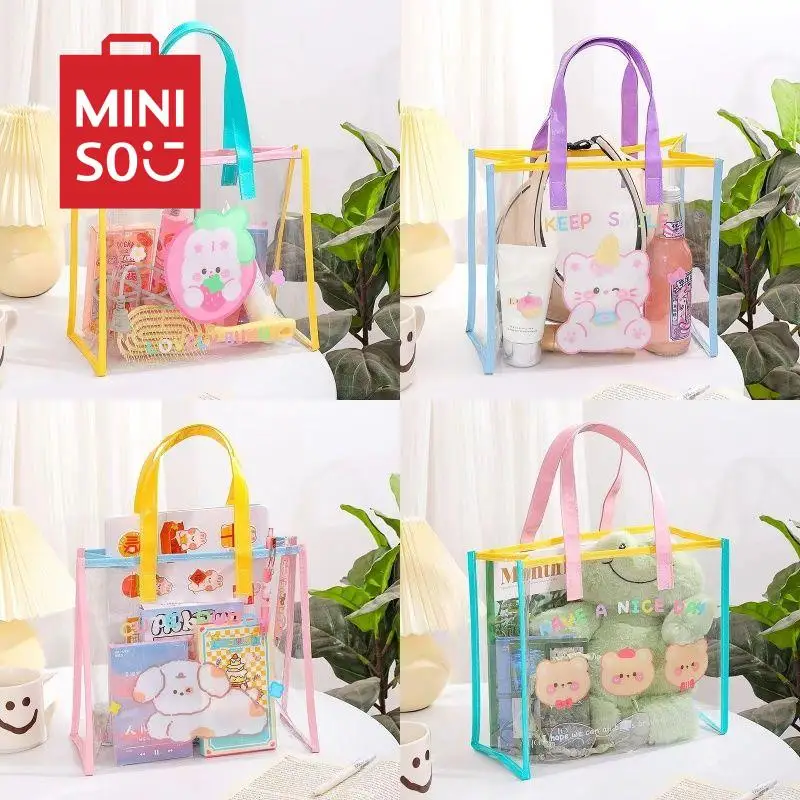 

MINISO Kawaii Anime New Line Dog Waterproof Transparent Beach Jelly Bag Female Students Summer Outing Large Capacity Handbag