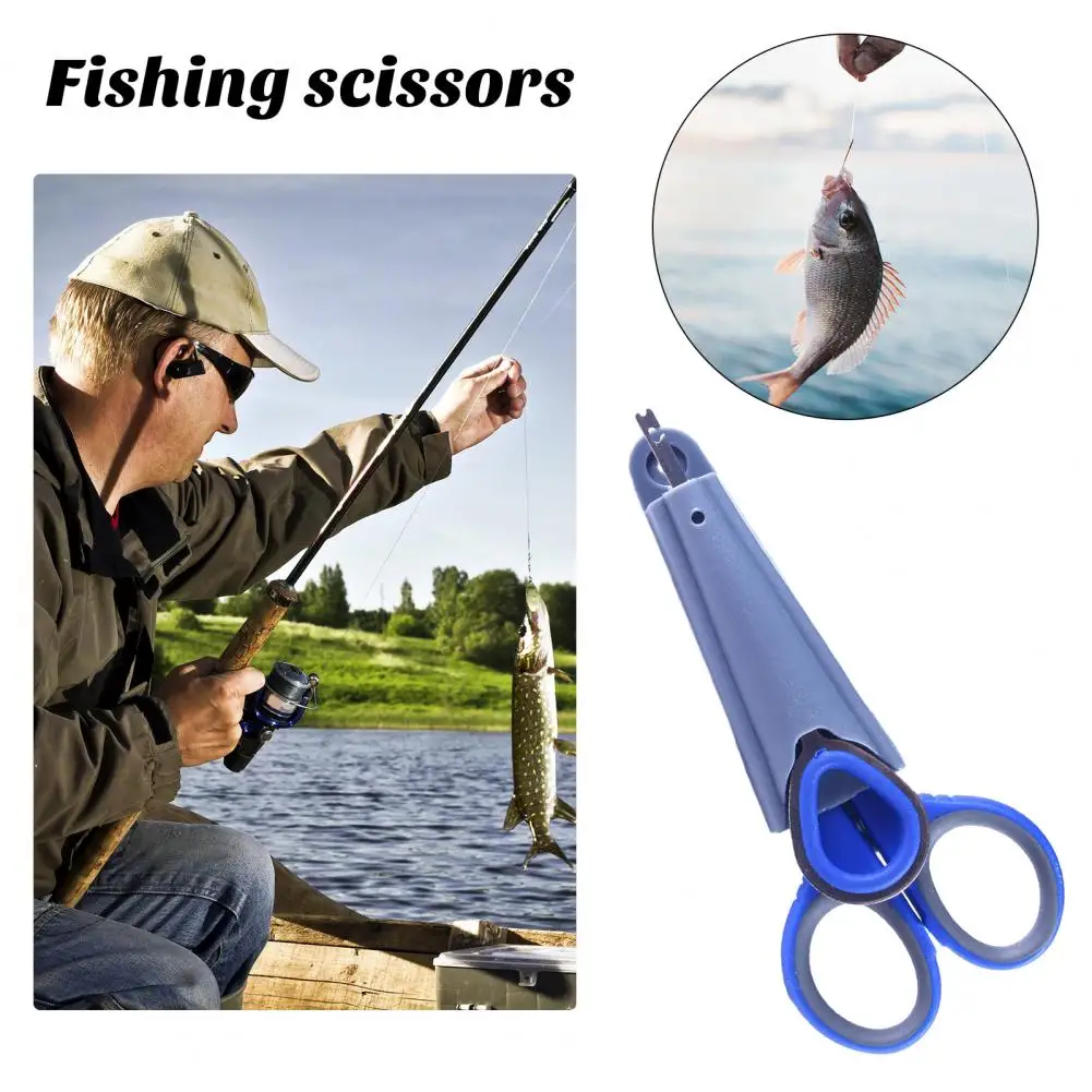 Portable Fishing Scissors with Lanyard Bag Braided Line Cutting Scissors Multifunctional Hook Remover Folding Scissors