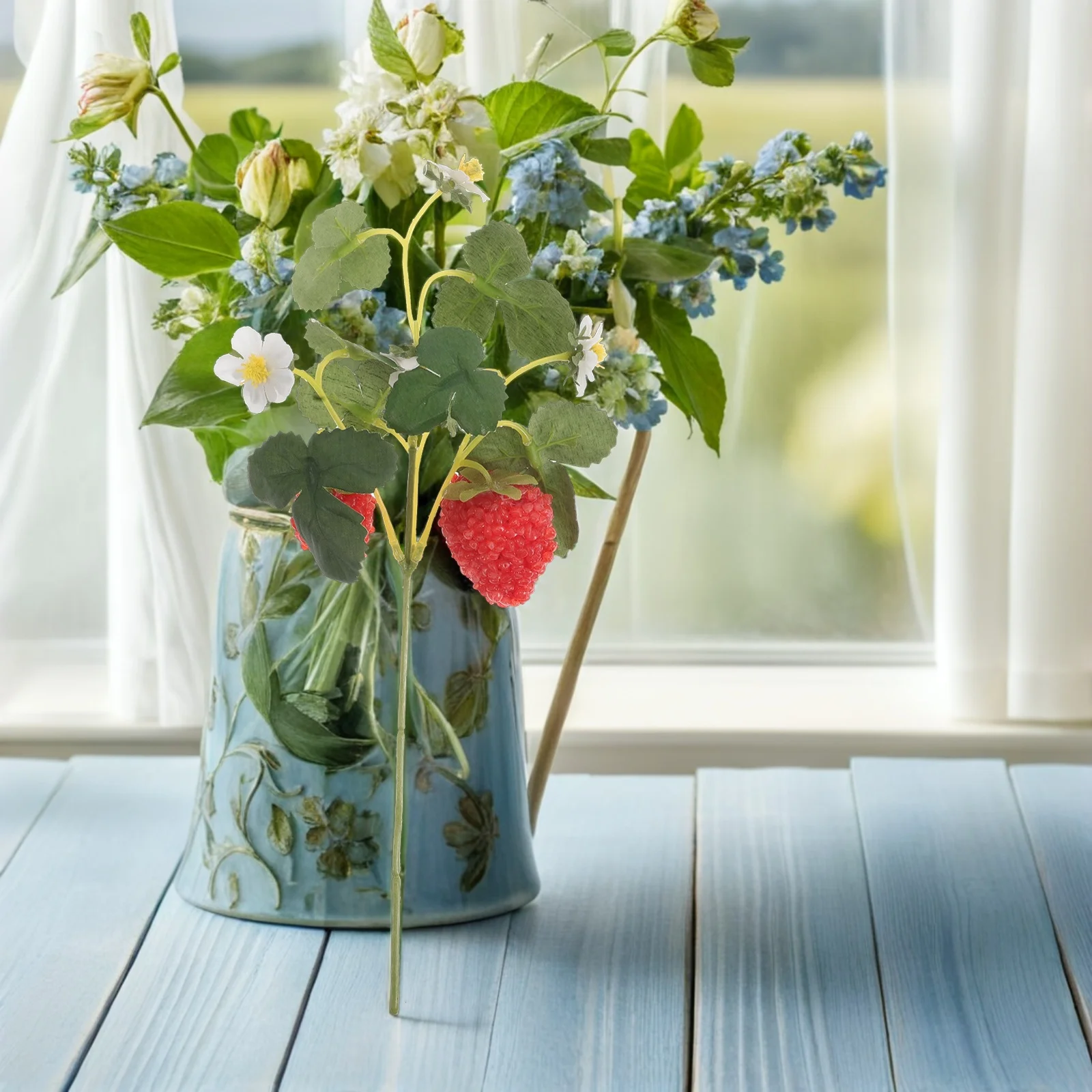 

5Pcs Fake Artificial Strawberry Branch Simulation Fruit Picks Photo Props Home Garden Wedding Floral Decoration