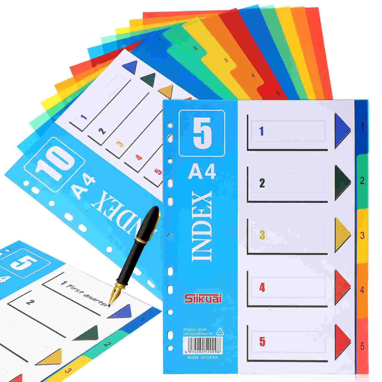 2 Pcs Dividers Folder A4 File With Tabs Notepad Markers Tag Lengthen Cassette Page Pp Binder Classification Plastic