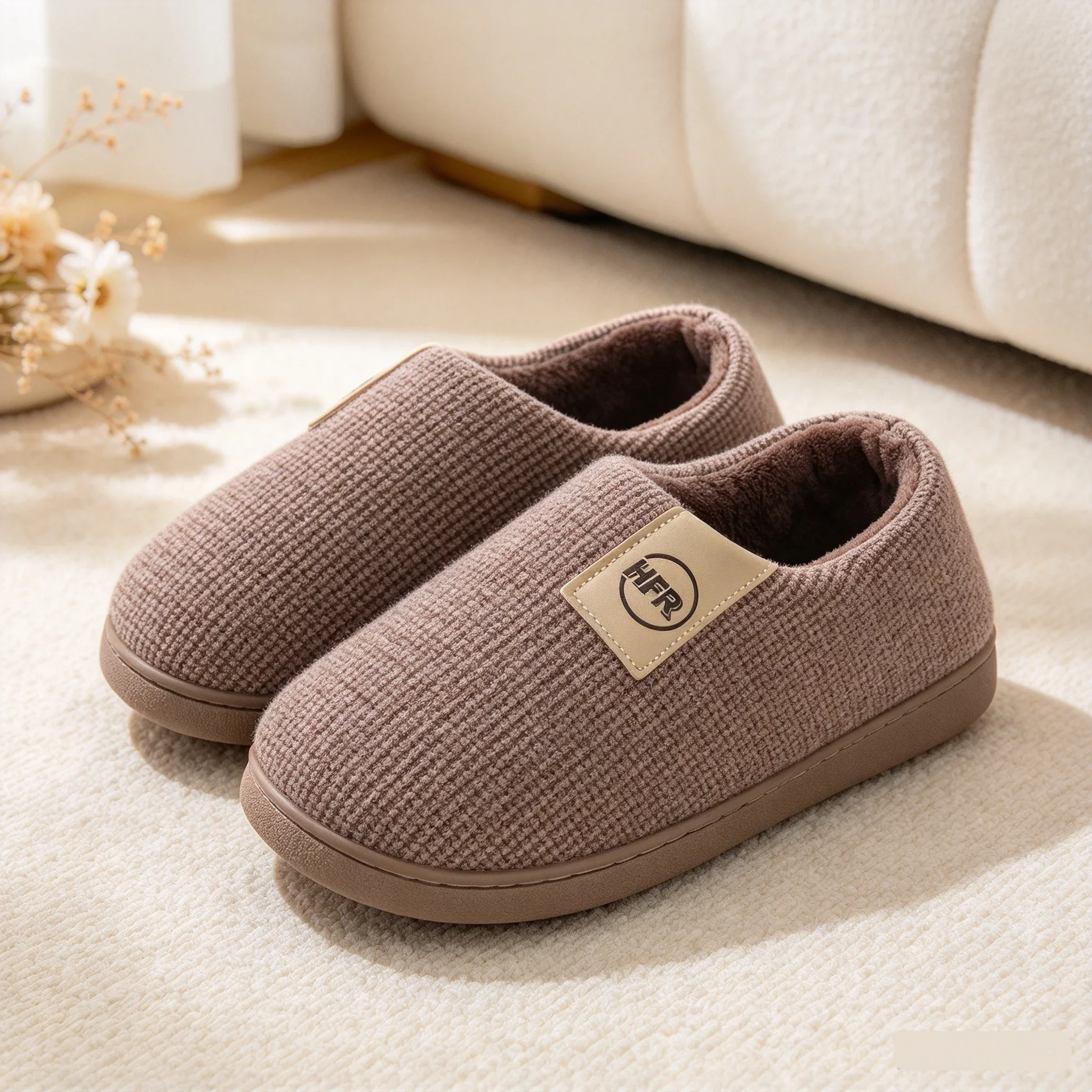 Winter Plush Wrap Heels Slippers Non-Slip Warm Cotton Shoes for Men And Women Big Size 48 49 Home Casual Solid Color Slippers