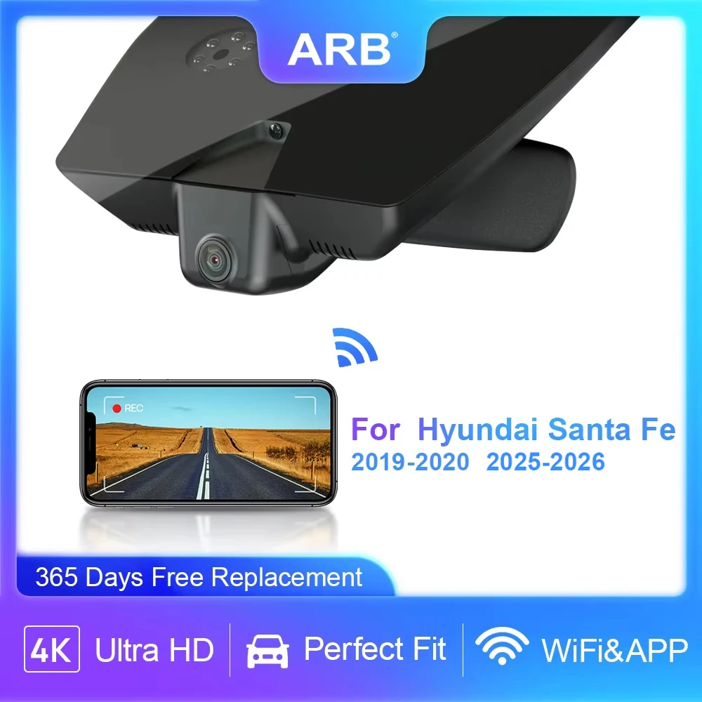4K Car Cam for Hyundai Santa Fe 2019-2020, ARB OEM Look Perfect Black Box Dashcam for Santa Fe 2025-2026 Right Hand Drive