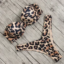 Costume da bagno Bikini da donna Sexy reggiseno Push-up Bikini Set costume da bagno a due pezzi costumi da bagno a vita bassa costumi da bagno leopardati