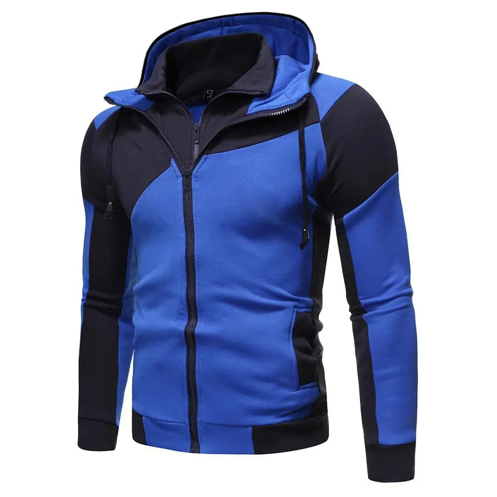 Men's Hoodies Jacket Slim Fit Hooded Zipper Patchwork Coats Man Solid Thicken Warm Sweatshirt Men's Casual Outdoor Clothing Tops