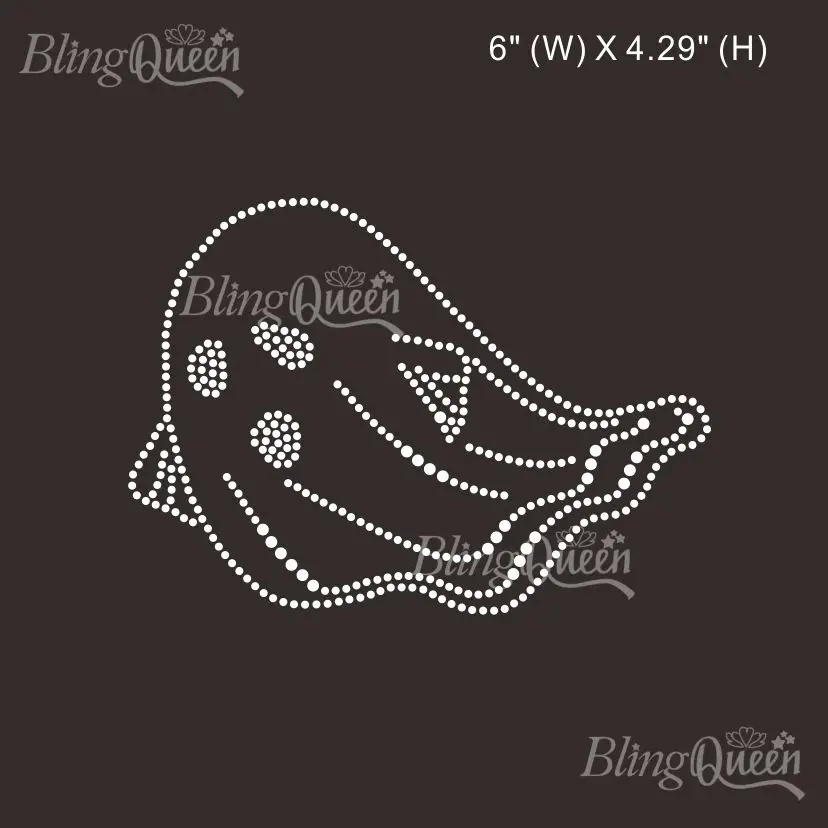 BlingQueen-Iron on Rhinestone Transfer, Bling Hot Fix Stass Patch, Cartoon Ghost Design, 25Pcs Lot