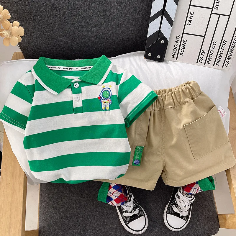 Boys Summer Mother Kids Short Sleeve Sets New Style Boy Baby Casual Cotton Clothes Fashion Children Stylish Handsome 2pcs Suits