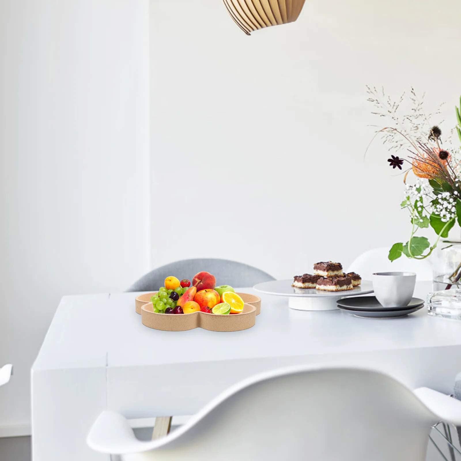 

Flower Design Wood Serving Tray Non Slip Strong Wood Tray for Tea Coffee Breakfast Party Use Party Fruit Holder
