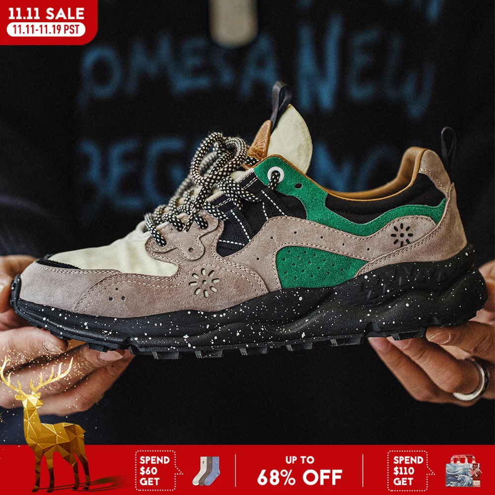 

Maden Patchwork Outdoor Jogging Sports Shoes Breathable Lace-up Trendy Sneakers for Men's Summer Casual Running Thick Sole Shoes