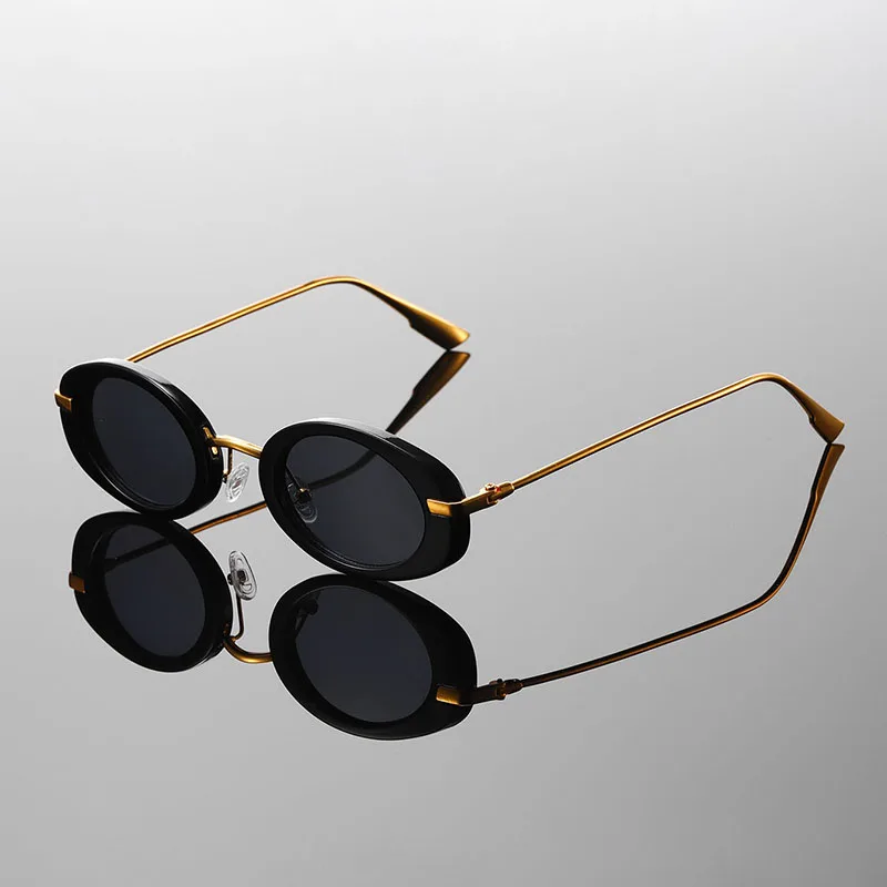 KAMMPT Modne Retro Metalowe Okrągłe Odcienie Damskie Stylowe Okulary Przeciwsłoneczne Anty UV Wielokolorowe Wakacyjne Okulary Plażowe — zdjęcie 6