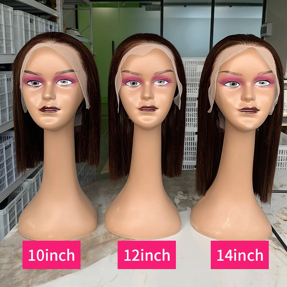 #2 Brown Raw Hair Vietnamese 250 Density 100% Human Hair Lace Frontal Wigs Straight 13x6 13x4 Bob Wig Lace Front Human Hair Wigs