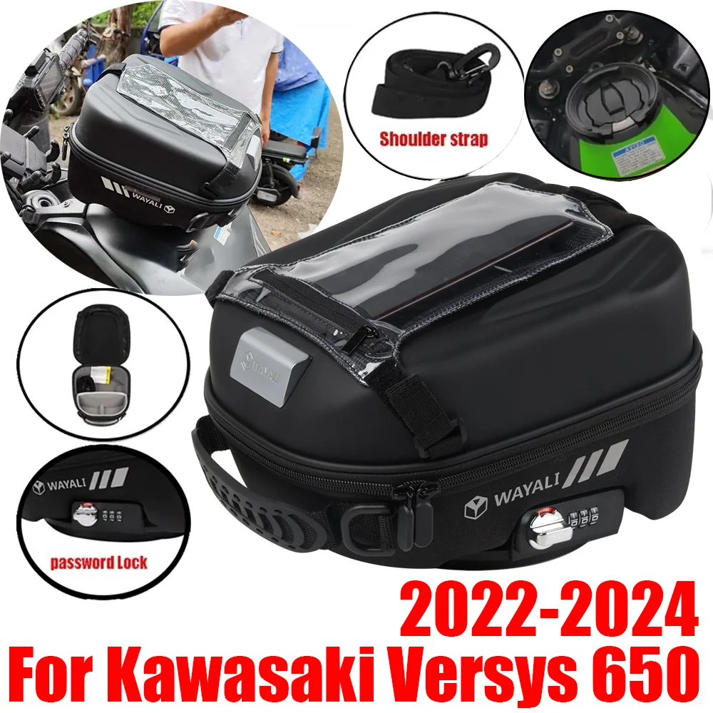 

For Kawasaki Versys 650 KLE650 KLE 650 Versys650 2022 2023 2024 Accessories Tank Bag Luggage Storage Bags Backpack Tanklock