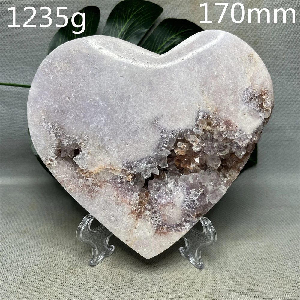 Brazil Super Pink Amethyst Heart-shaped Geode Crystal Cluster Flash Crystal Home Room Decoration Gift Love Energy Healing