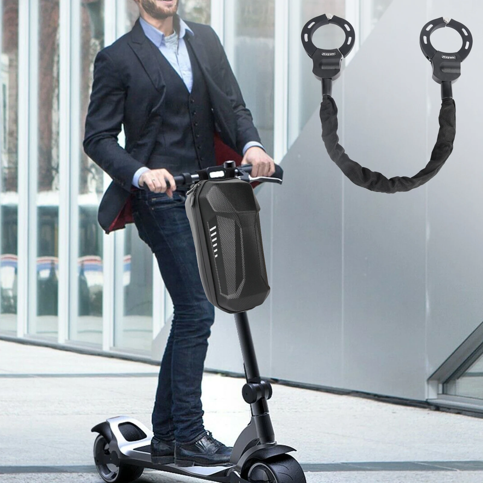 Antivol pour vélo et trottinette électrique, chaîne antivol de 90 cm, accessoires pour vélos électriques, serrures noires haute sécurité avec sac