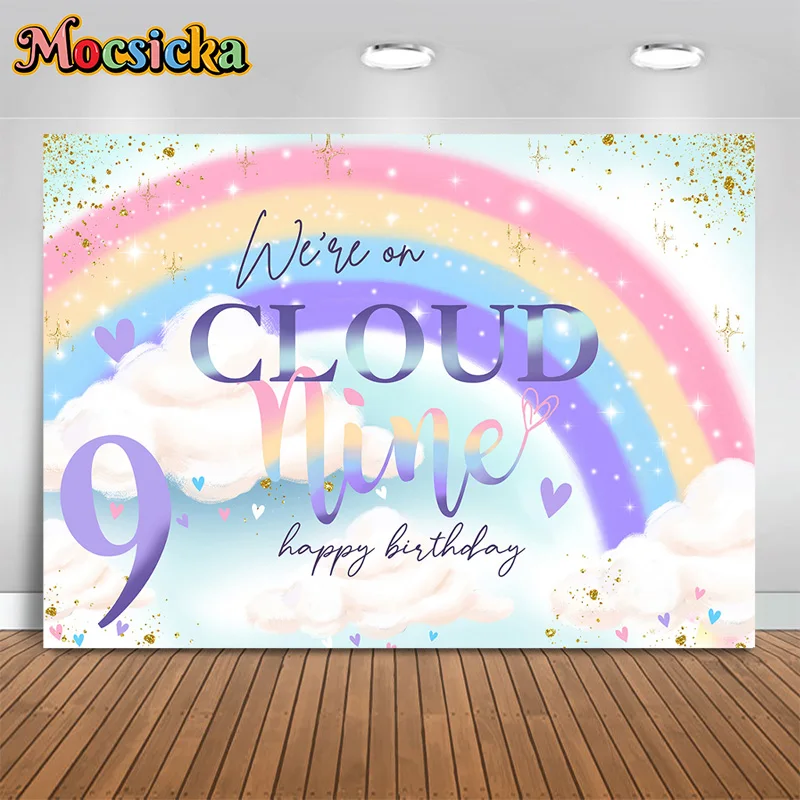 

Mocsicka Kids Shower Photography Background Unicorn Pink Clouds Backdrop Girl's Birthday Cake Smash Portrait Photobooth Studio