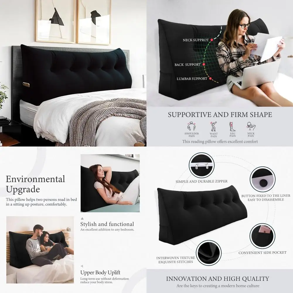 

Большая подушка для кровати 3-в-1: подушка для чтения на клине, подушка для кушетки, подушка для позиционирования для удобного отдыха