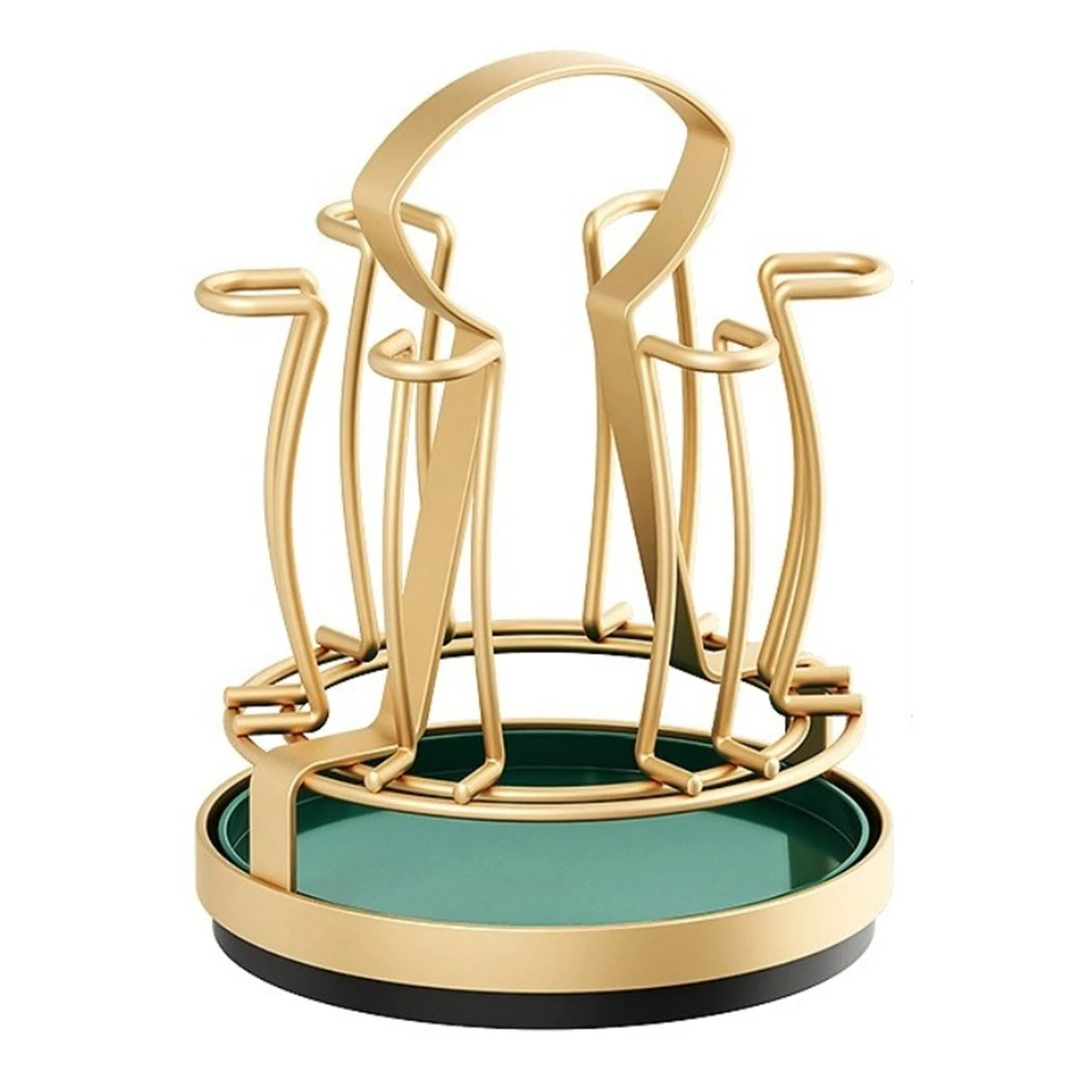 

Space Efficient 6 Hooks Rotating Wine Glass Rack for Kitchen Countertop and Dining Table with Smooth Rotation for Easy Access