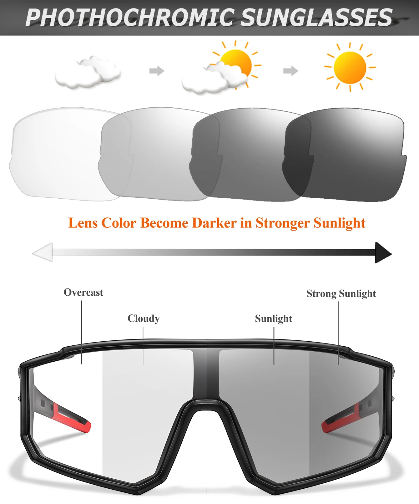 Photochrome Sonnenbrille Neue Stil Marke Männer Frauen Komfortable Winddicht Radfahren Gläser für Fahrrad MTB Fahrrad Laufen Angeln – Detail 2