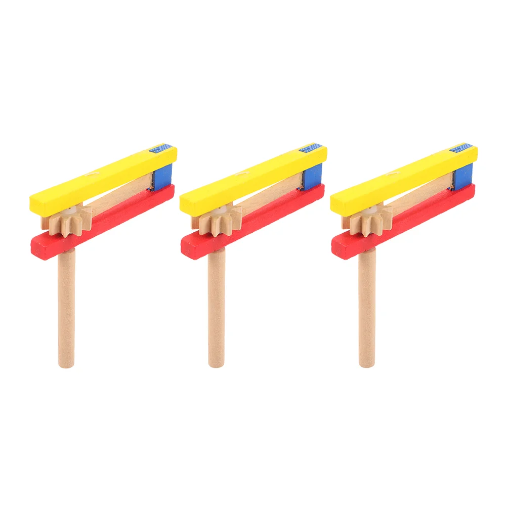 

3 Pcs Hand Castanet Children Long Handle for Kids Wood Toys Wooden Clapper with Castanets Puzzle