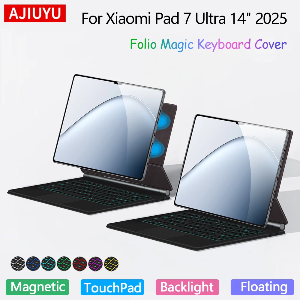 AJIUYU Magnetic Magic Keyboard Folio For Xiaomi Pad 7 Ultra 2025 14inch Smart Case For Mi Pad 7 Ultra 14