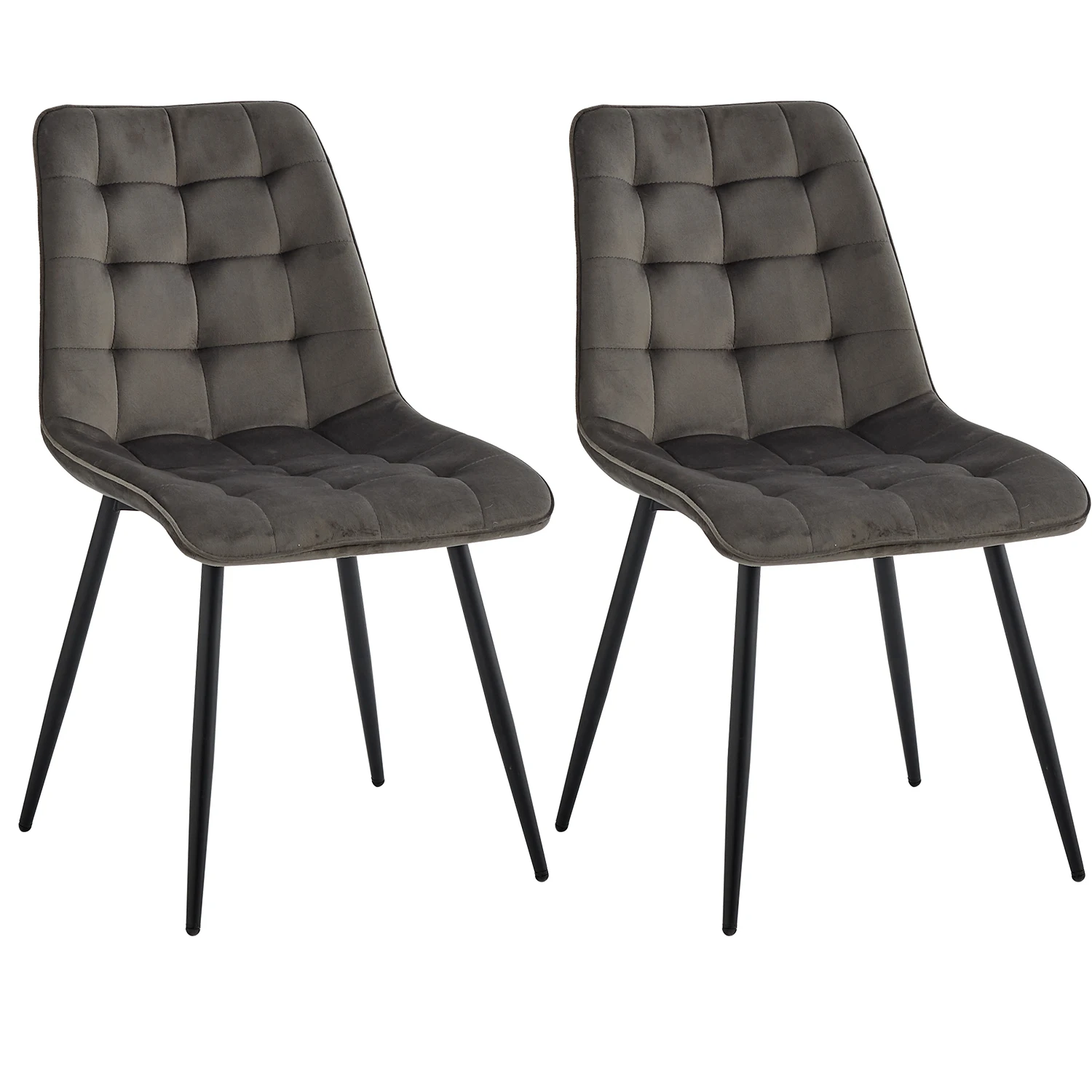 Ein 2er-Set moderner, minimalistischer Esszimmerstuhl, samtgepolsterter Sitz, Eisenbeine, nordischer