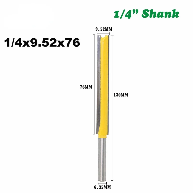 1/4 Shank Extended Double Blade Straight Edge Trimming Cutter Trimming Machine Head Woodworking Milling Cutter