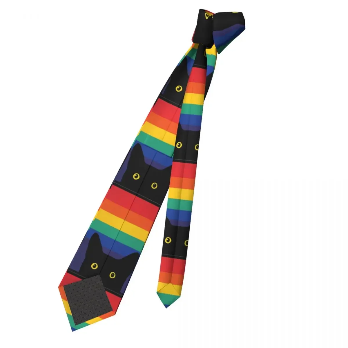 Peeking Cats In Rainbow Circle Men Necktie Skinny Polyester 8 cm Classic LGBT Pride Neck Ties Shirt Accessories Gravata Business